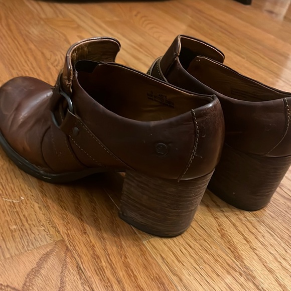 Born Women's Haddon Brown Leather Slip-On Low Ankle Block Heels Booties US 9 - Picture 3 of 6